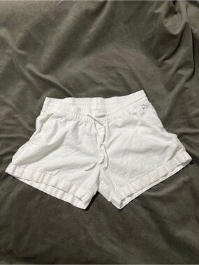 Women's White Drawstring Linen Shorts